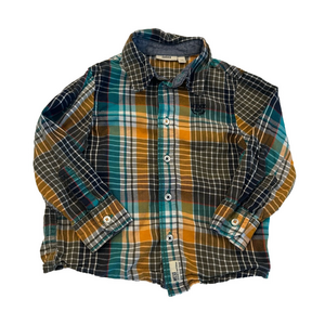 4/20$ Mexx toddler baby plaid long sleeve button up shirt size 24-30 months
